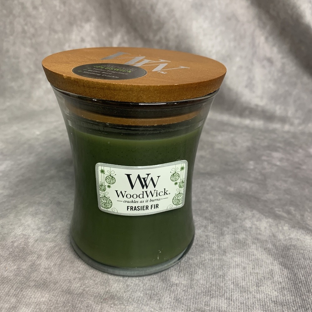 WoodWick Frasier Fir Medium Hourglass Candle 9.7 oz Crackles as it Burns NEW